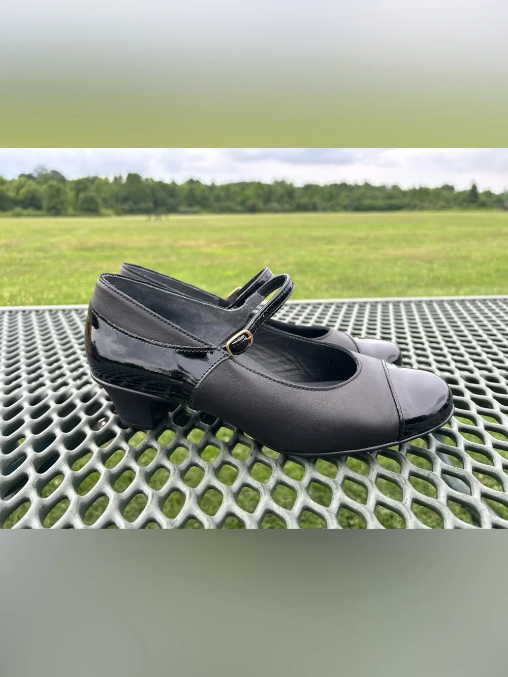 SAS Isabel Mary Jane Heels Black Patent Cap Toe Comfort Shoes Women’s 10 WW